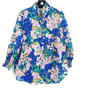 Tuckernuck Floral Teagan Popover Top Blouse Ruffle Collar Elastic Cuff Size XL